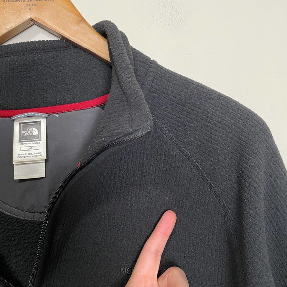 North Face Half Zip Long Sleeve Fleece Ribbed Black L - Picture 4 of 8